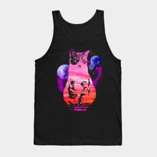 Space Cat with Planets Tank Top